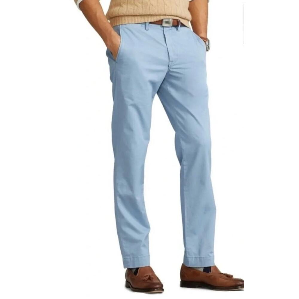 Polo Ralph Lauren Blue Bedford Chino Classic Fit Straight Leg Pants 36x32 Preppy